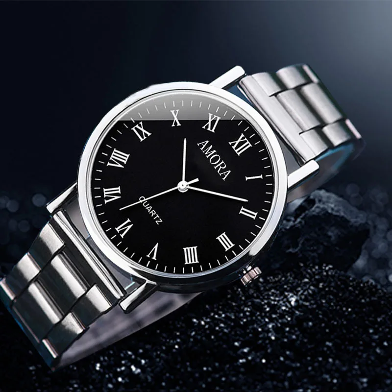 

Men's Watch Casual Silver Alloy Band Male Quartz Watches