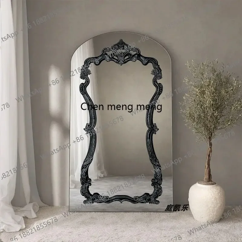 a17 French vintage style carved full-length mirror, American home living room entrance decoration mirror, clothing store cloakro