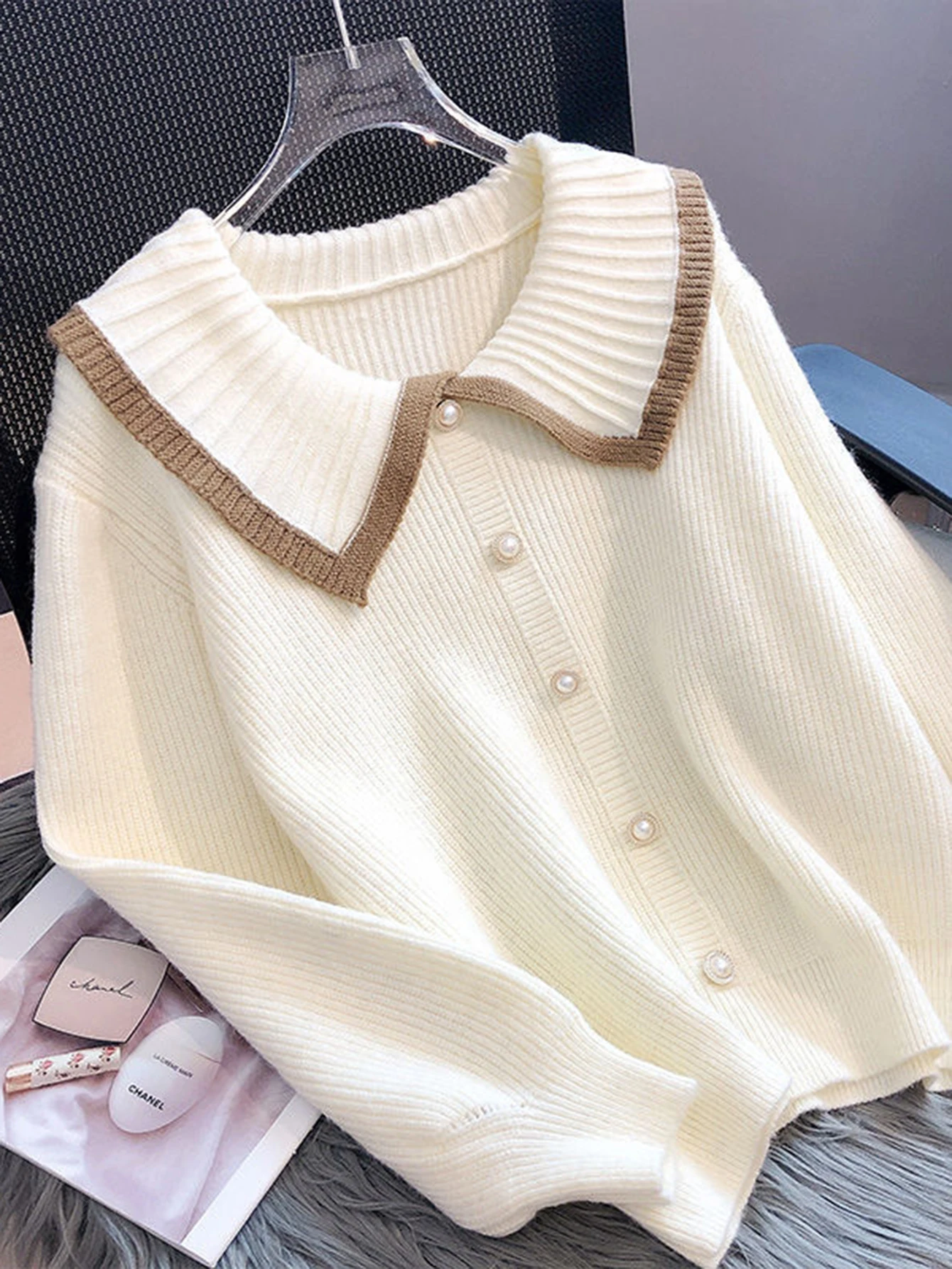 Cardigan feminino frente aberta malhas casual solto ajuste manga longa decote em u moda topo