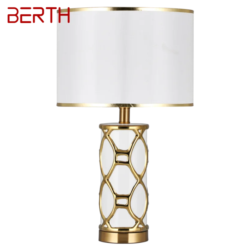 BERTH White Table Lamps Desk Luxury Contemporary Fabric Light Decorative For Home Bedside Bedroom