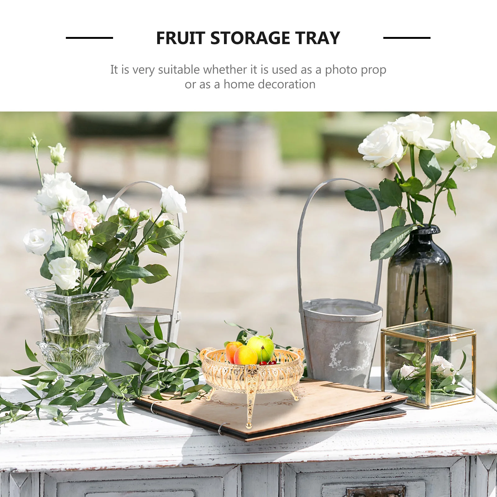 

1 шт., европейский металлический поднос для фруктов, роскошный позолоченный поднос для хранения закусок, устойчивый к ржавчине для домашних кухонных вечеринок