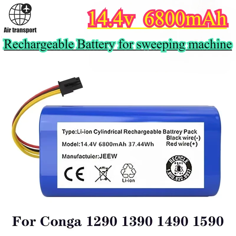 Batterie Lithium-ion 14.4v  pour Cecotec Conga, remplacement pour Robot aspirateur 6800mAh 1290 1390 1490, nouveauté 1590