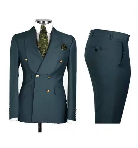 Light Blue Men's Suits Chic Double Breasted Blazer Peak Lapel Elegant Formal Set Male 2 Piece Jacket Pants Wedding Groom Tuxedos - Image 19