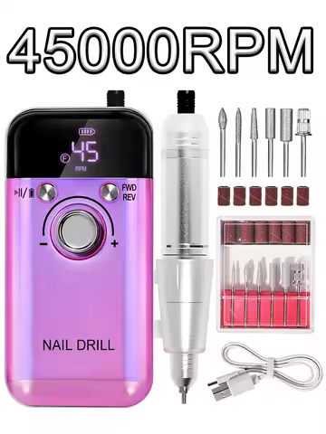 45000RPM Rechargeable Electric Nail Drill Machine Professional Nail Drills for Gel Nails Polish Portable Nail File Manicure Tool