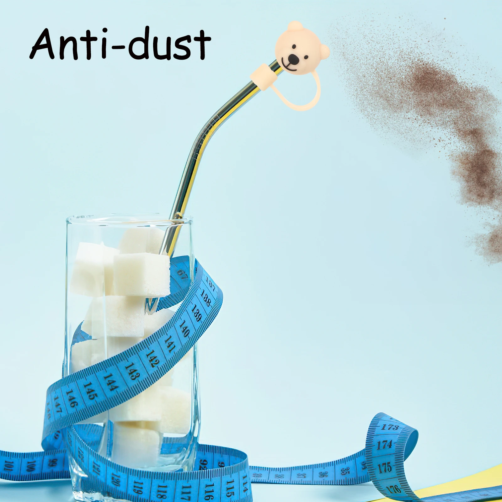 

6pcs Animal Cartoon Straw Dust Caps Silicone Covers Non-Slip Reusable for Bottles Mugs Glasses Covers Cap Toppers Lid Tips