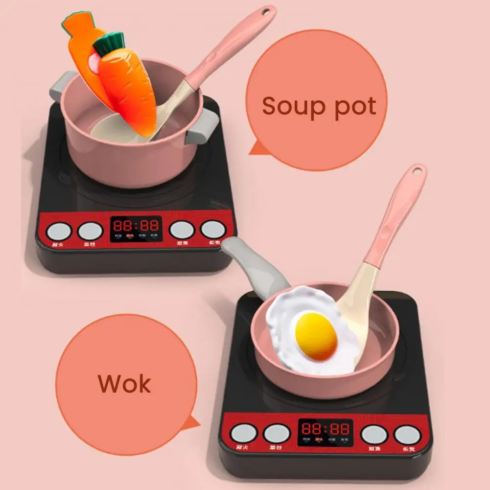 

Kids Cooking Toys Play House Toys Induction Cooker Kitchen Playset with Realistic Sounds Kids Pretend Play Cookware for Toddlers