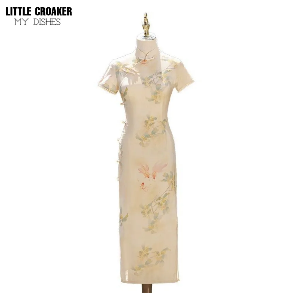 The New Chinese Qipao Improves Cheobgsam The Young Girl's Elegant and Advanced Style Retro Dress for Small Men To Wear In Summer