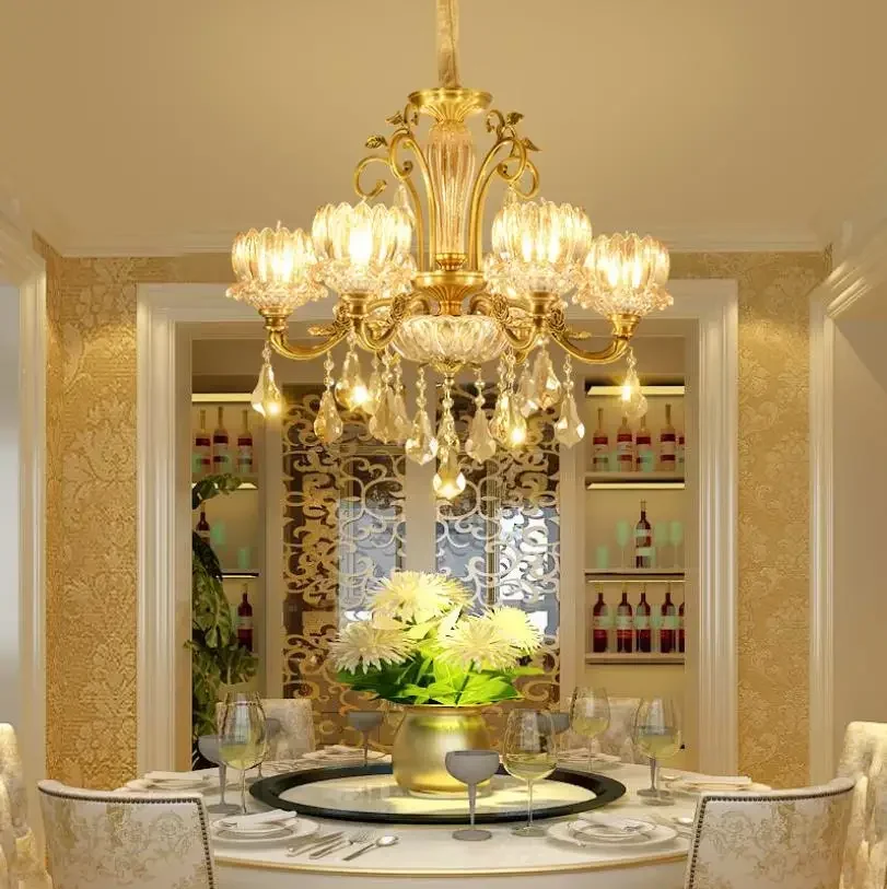 Luxurious European living room crystal chandelier retro restaurant home atmospheric lighting creative