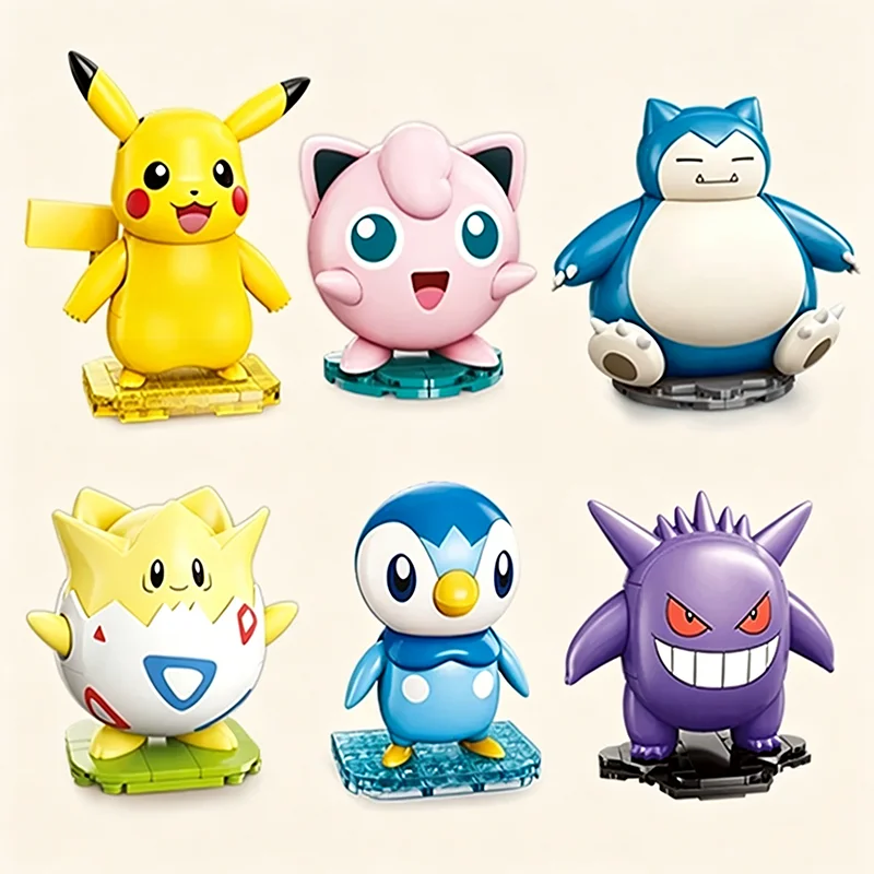 

Pikachu Jigglypuff Kirby Togepi Gengar Ornaments Cartoon Model Brick Pokémon Series Building Blocks Educational Toy Holiday Gift
