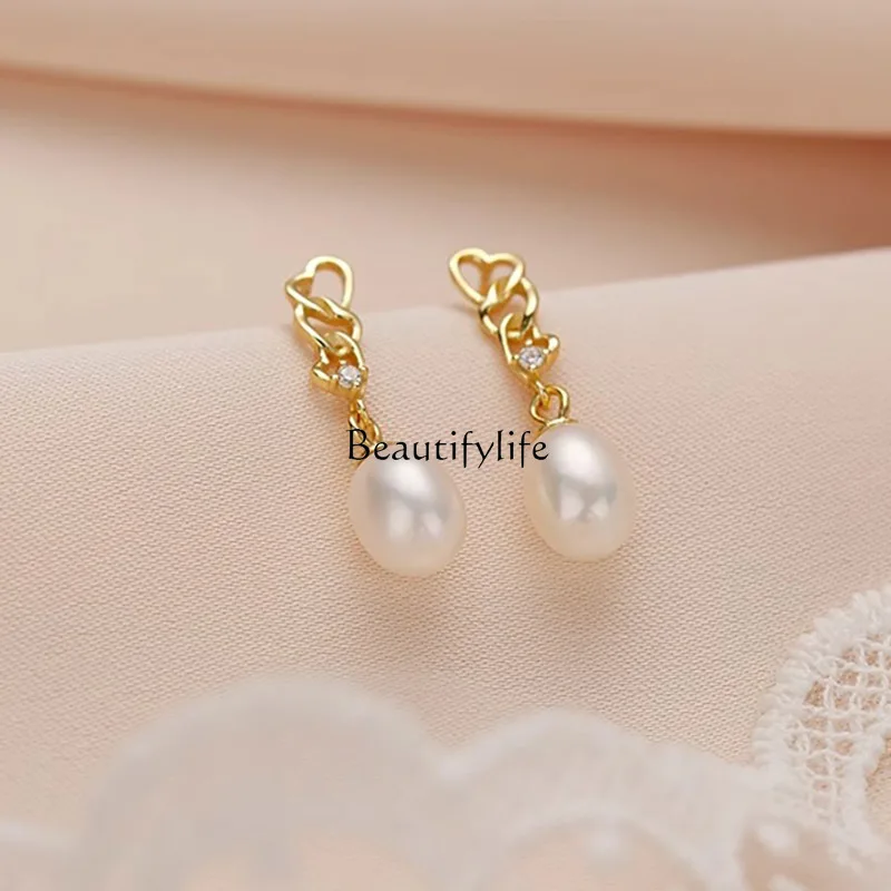 

Love pearl fringed light luxury fashion temperament exquisite high-end earrings