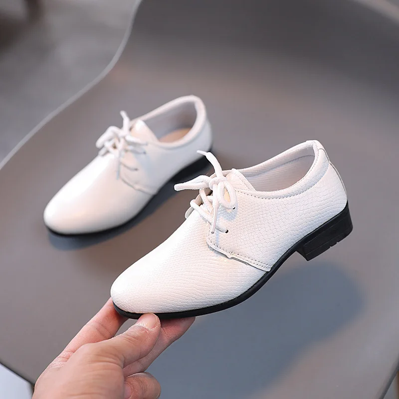 Boys Leather Shoes 2023 Spring Autumn Lace-up Performance Flats Comfortable Soft Sole Kids Shoes Fashion Wedding Shoes Loafers