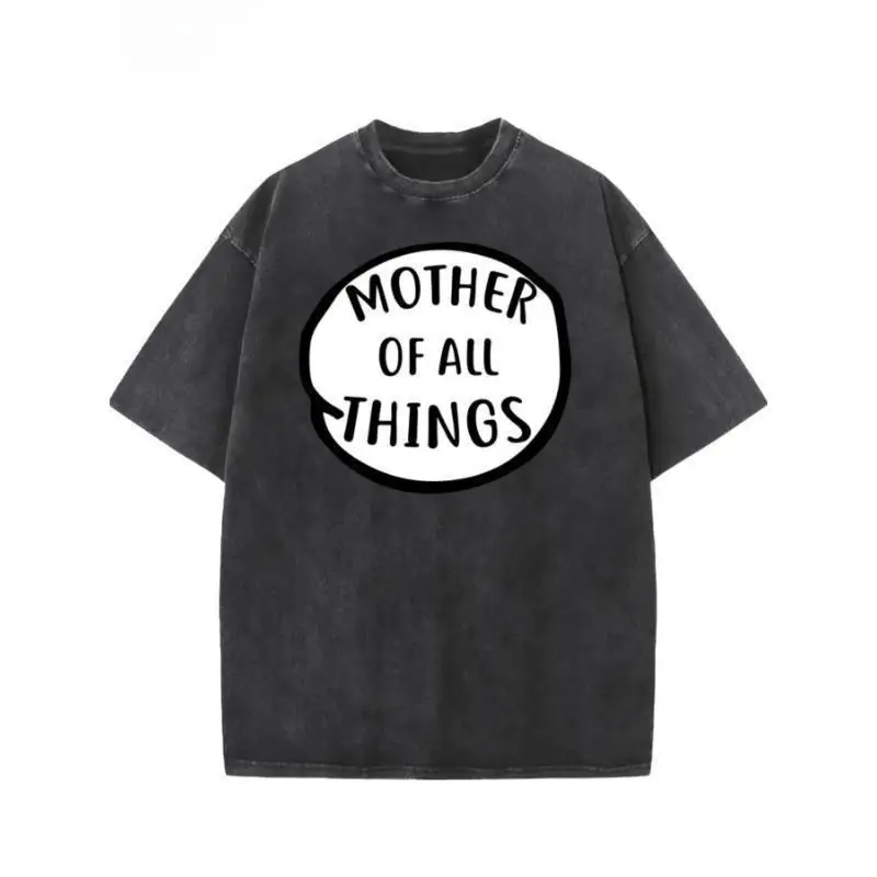

Unisex Vintage Washed Cotton Oversized T-shirt, Mother Of All Things Graphic Tee, High Street Loose Casual Tops for Men Women