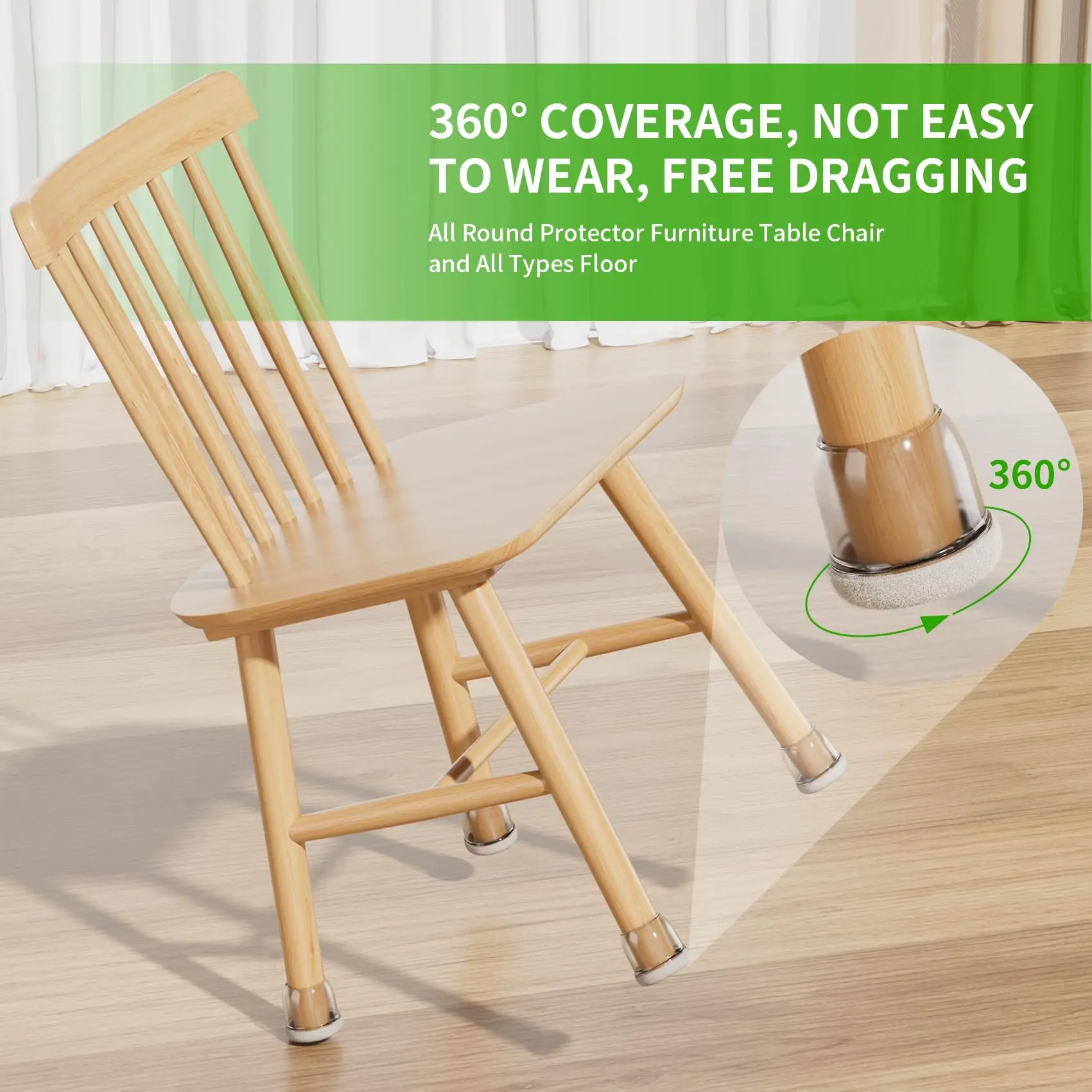 16PCS Round Silicone Chair Leg Floor Protectors Foot Cover Diagonal with Thick Wrap Felt Pads TPE Furniture Table Feet Protect