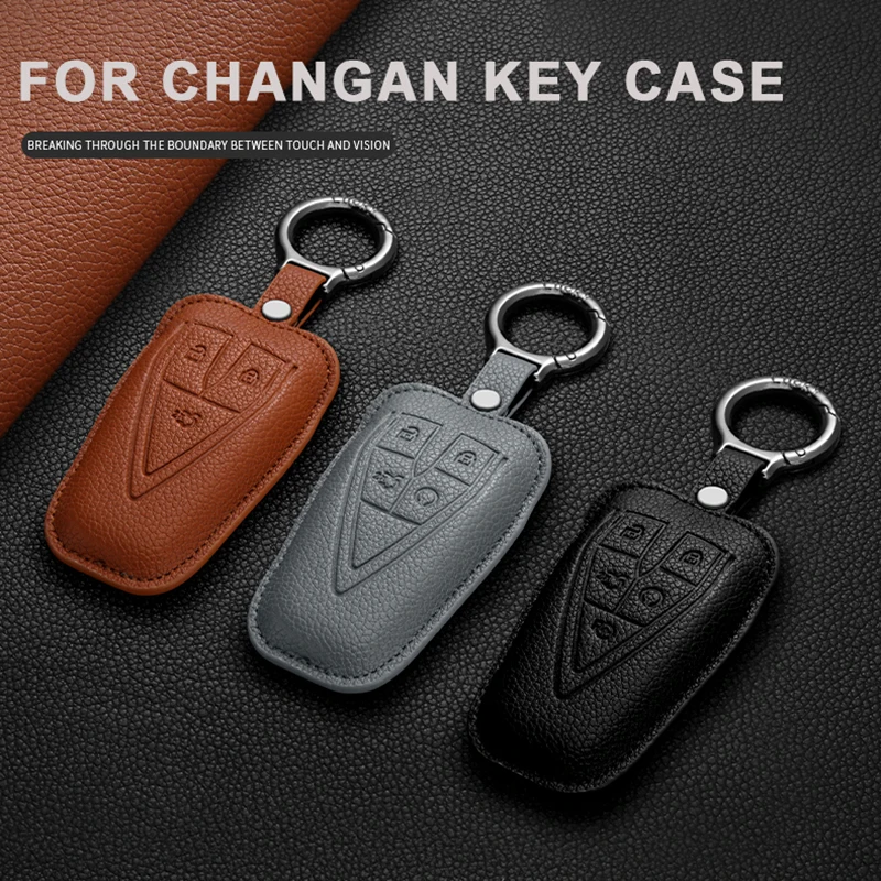 

Leather Car Remote Key Case Cover Shell Protector Fob For Changan UNIT UNIK CS35PLUS CS55 PLUS CS75 PLUS Oshan X7 X5 Accessories