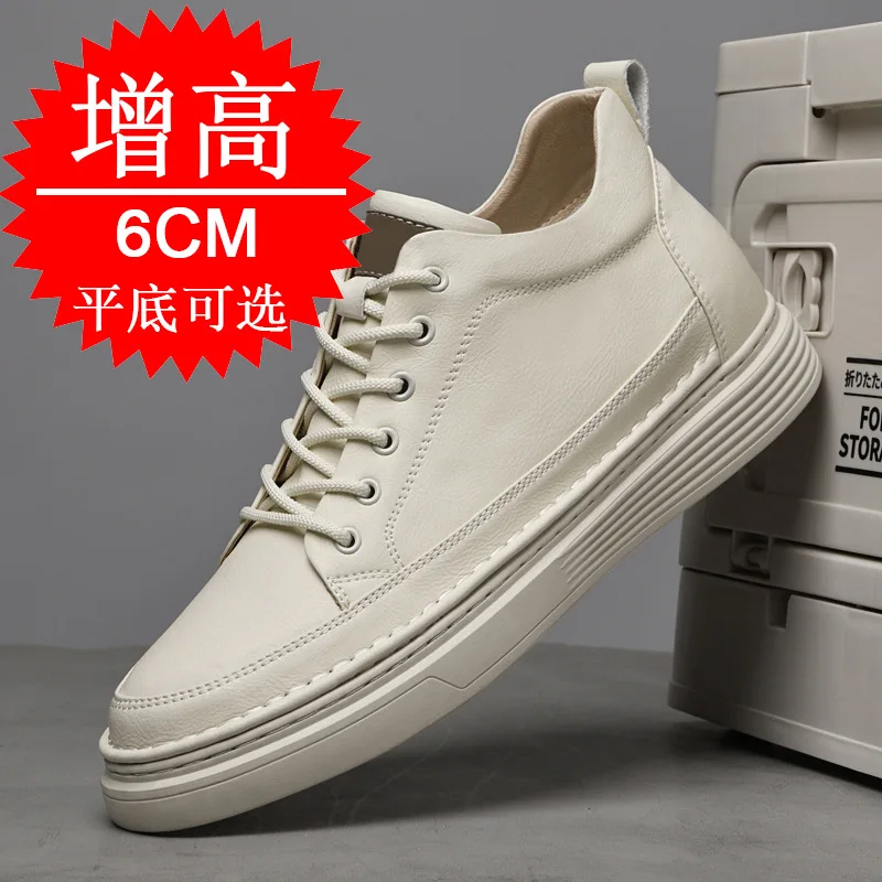 New Genuine Leather Height Increasing Shoes for Men 6cm Invisible Elevator Sneakers Sport Zapatillas De Hombre Hidden Heel Shoes
