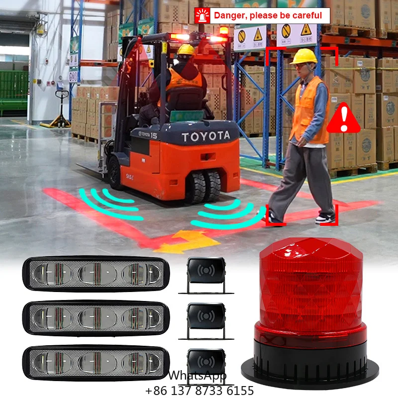 Wtsafe SF-106 LED Proximity Warning Safety Light Forklift Excavator Bulldozer Anti-Collision Flashing Alert System Danger Zone