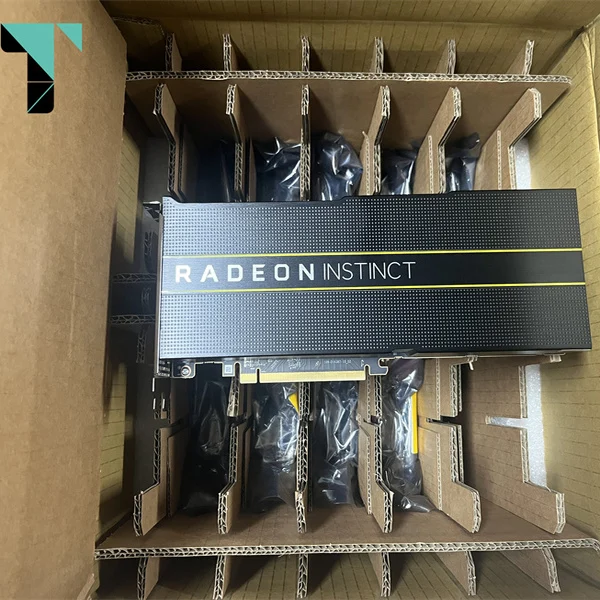 الأصلي لـ AMD Radeon Instinct Mi50 مسرع 16 جيجابايت 32 جيجابايت بطاقة الرسومات HBM2 تعلم الآلة ، HPC ، AI ، GPU 99% جديد