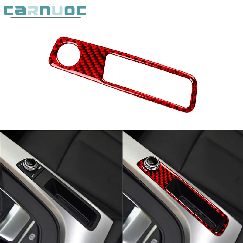 

For Audi A4 B9 RS4 S4 2017 2018 2019 Carbon Fiber Central Volume Control Frame Stickers Car Interior Decorative Accessories