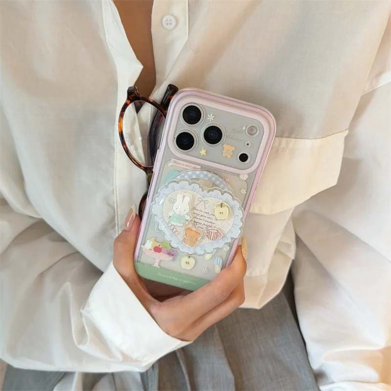 

Kawaii Miffy Bunny Collage Print For MagSafe Phone Case For iPhone 15 16 17 Pro Max INS Cottagecore Shockproof Cover iphone 17 c