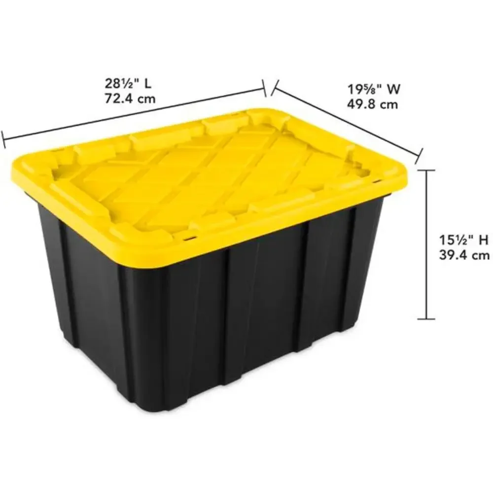 4-Pack 27-Gallon Heavy-Duty Stackable Storage Totes with Lids for Utility, Garage, Camping, and Outdoor Gear