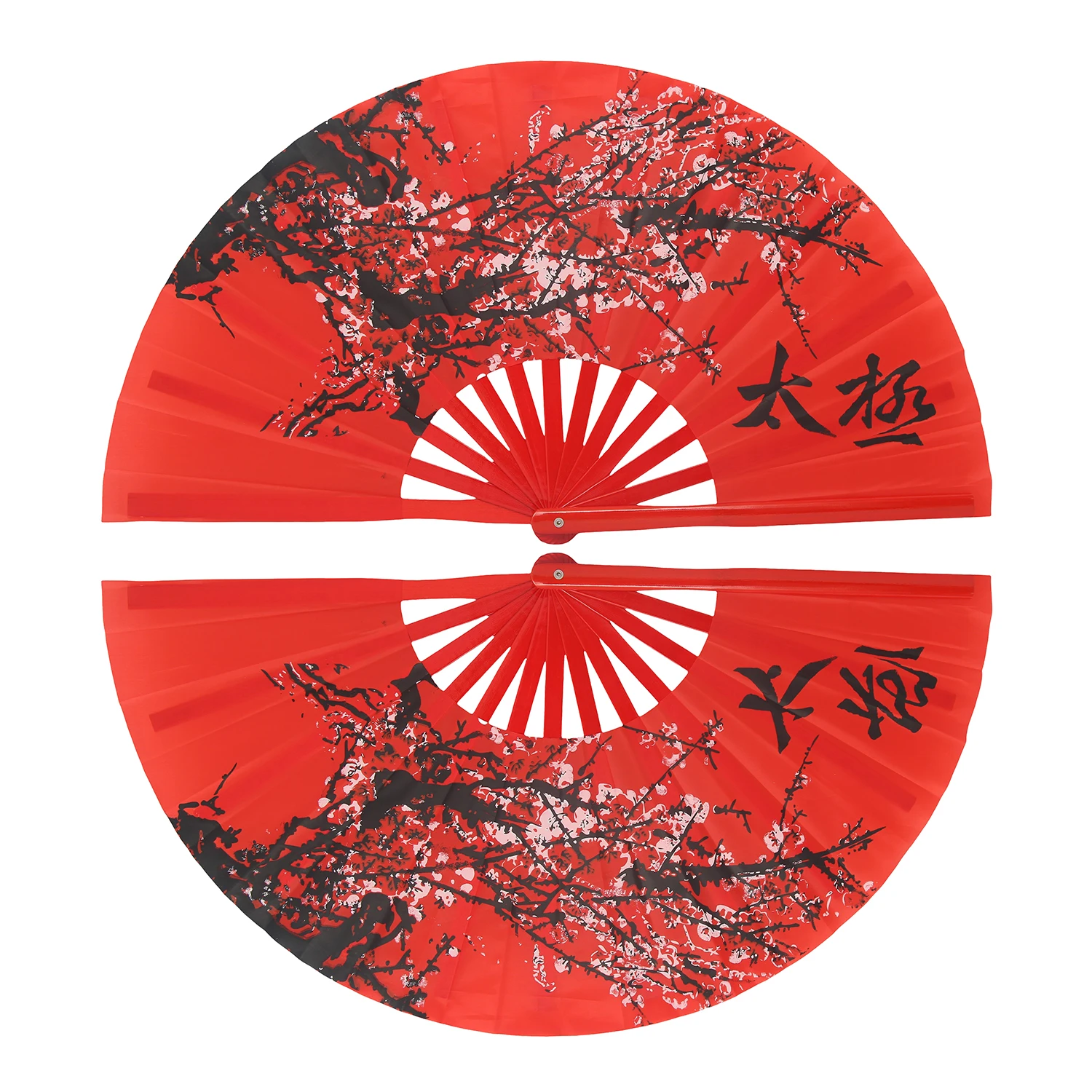 Folding Hand Fan Chinese Kung Fu Tai Chi Fan Nylon-Cloth Bamboo Fans For Performance Dance Decorations Martial Arts Plum blossom