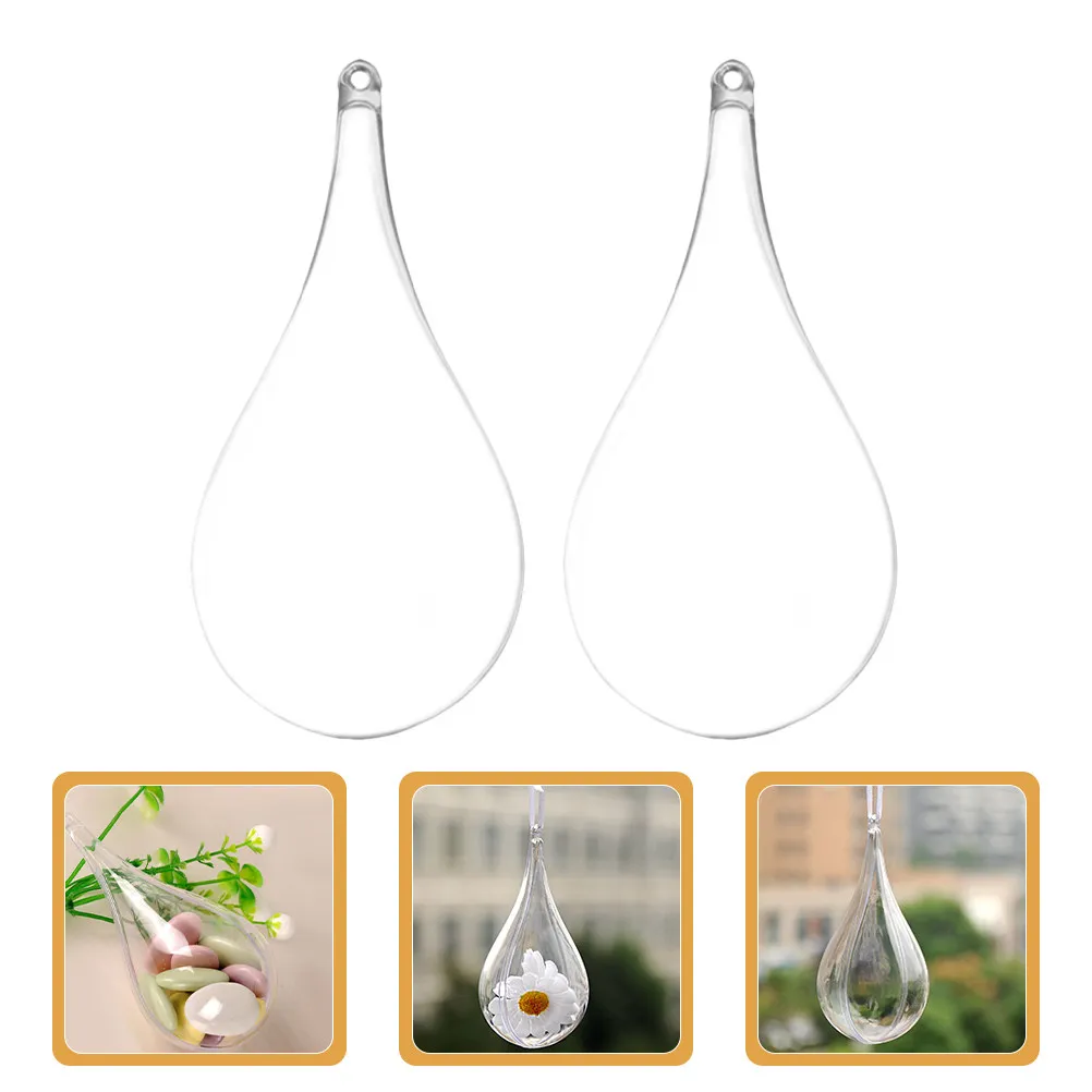 5Pcs Water Drop Shape Clear Plastic Fillable Balls Transparent Hanging Ornaments DIY Craft Decorative Balls Clear Fillable Ball
