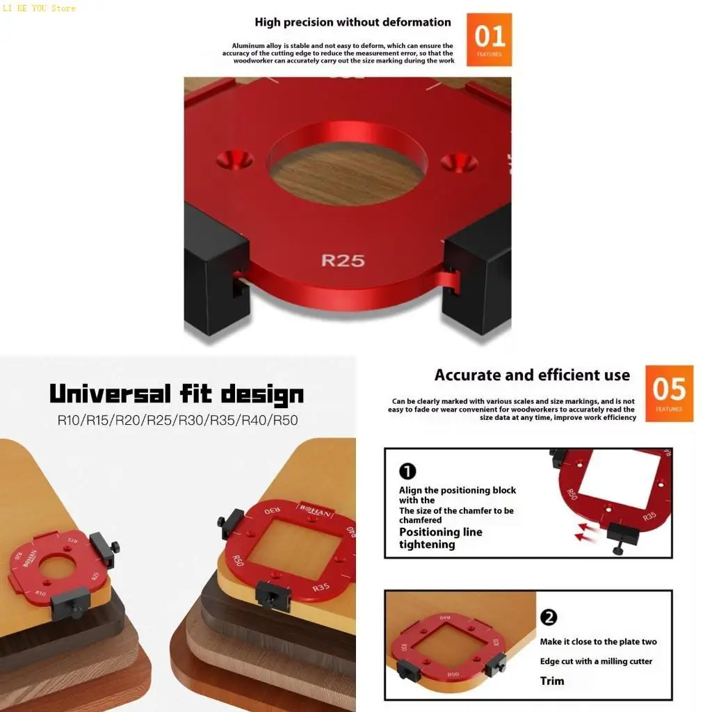 

W3JE Woodworking Router Corner Radius Templates Jigs R10 15 20 25 R30 R35 R40 R50