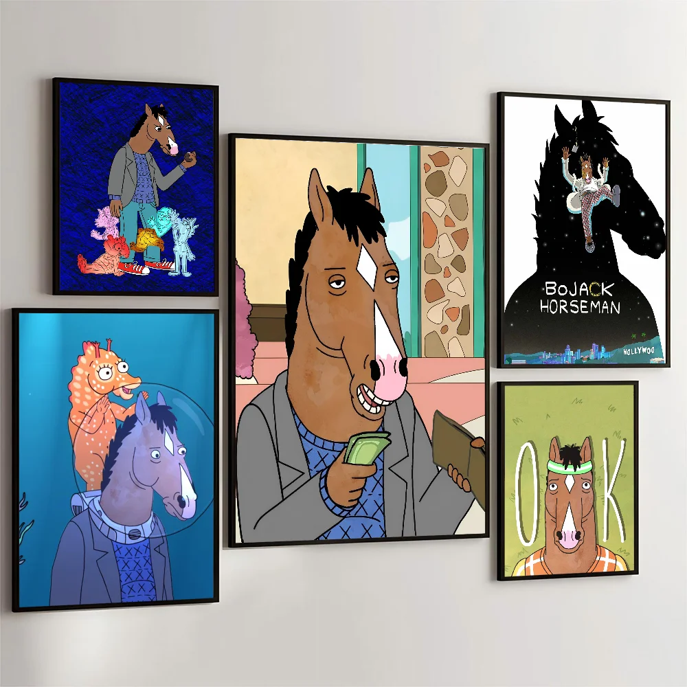 1PC BoJack H-Horseman Poster Movie Sticky Posters Retro Kraft Paper Sticker DIY Room Bar Cafe Aesthetic Art Wall Painting