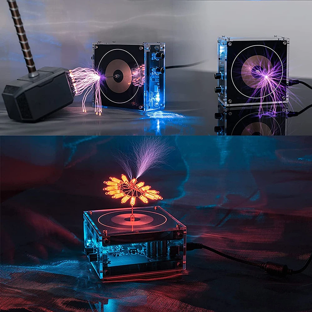 Music Tesla Coil Bluetooth Speaker Wireless Touchable Arc Plasma Speaker Artificial Lightning Spark Gap Square Wave Generator