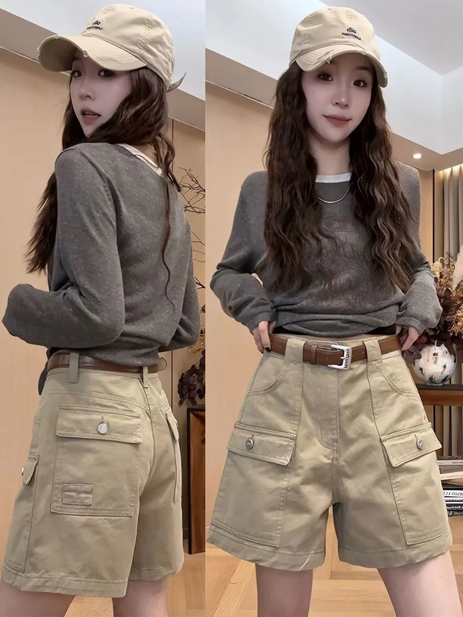 

High Waist Wide Leg Short Jeans Women's Summer Thin Straight Cut Slimming Denim Shorts Casual Comfortable Loose Fit Cargo