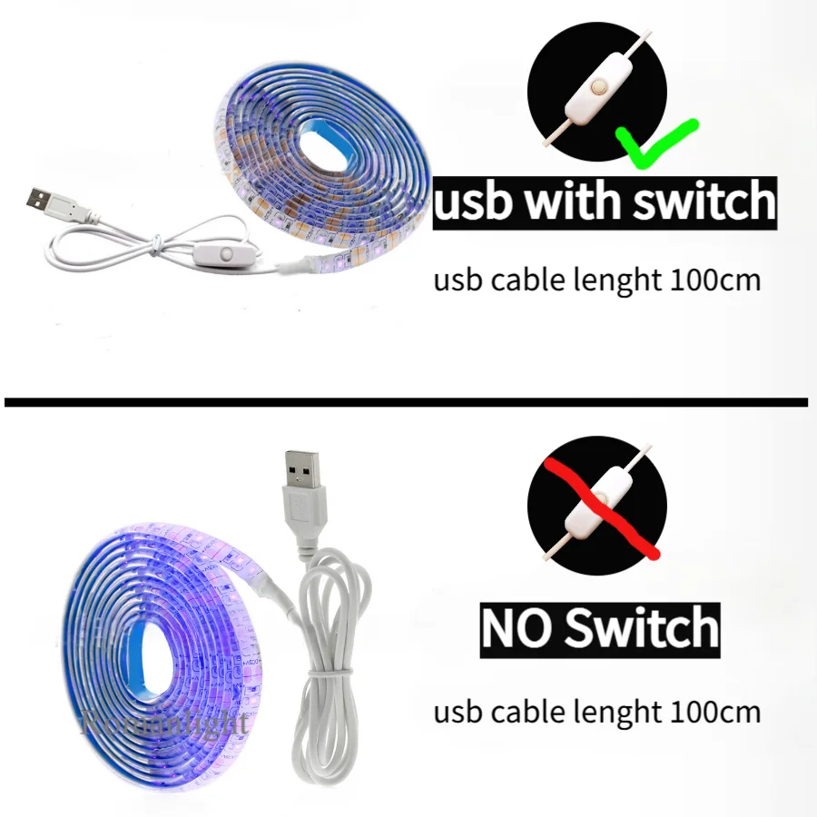 5V USB LED Strip Light with Switch Decoration Waterproof Tape for House Room Backlight 1M 2M 3M 5M Ribbon