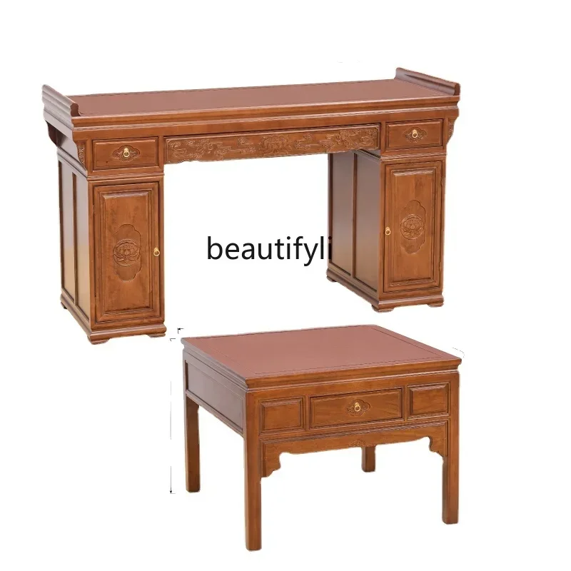 Solid Wood New Chinese Style Altar Tribute Table Buddha Cabinet God of Wealth Old-Fashioned Square Table for Eight People