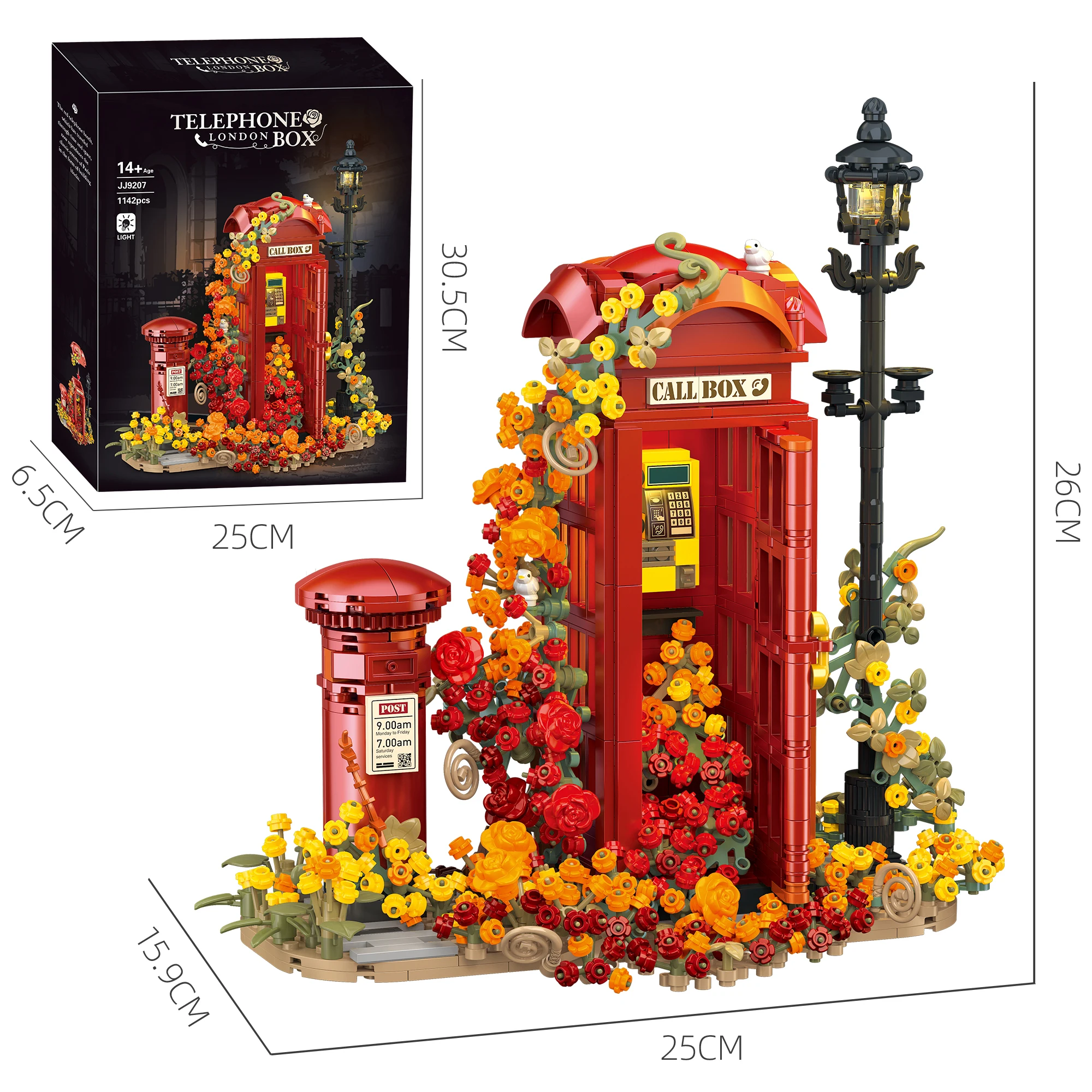 

DIY architectural model, street scene lighting, telephone booth assembly toy, home decoration, building blocks, birthday gift
