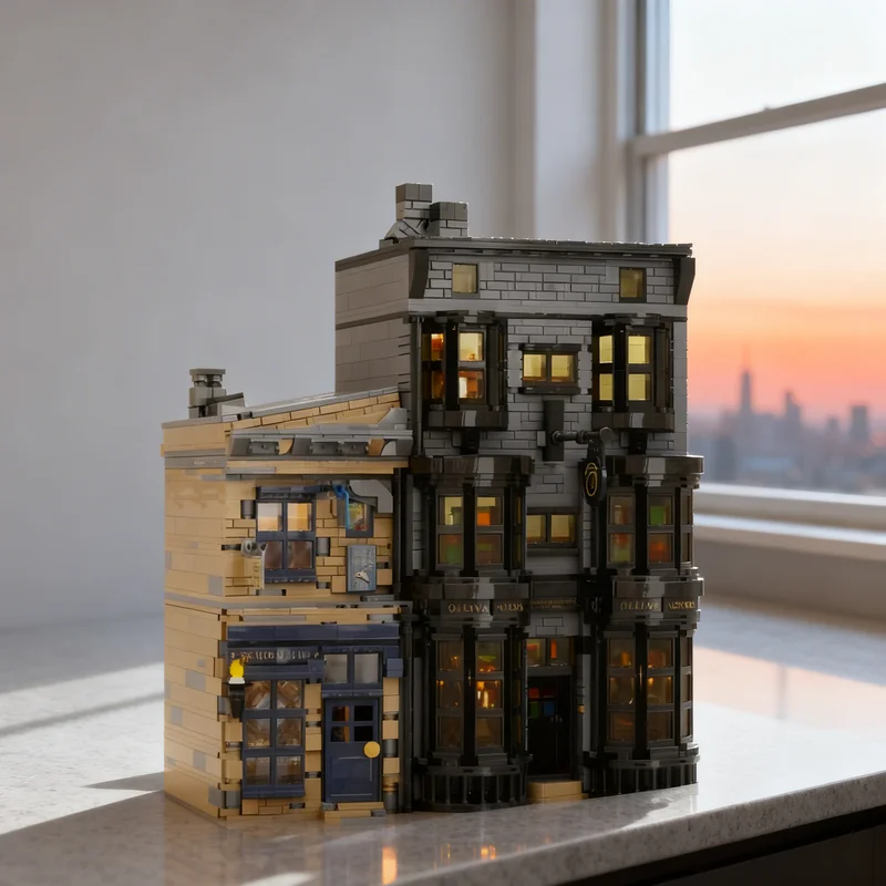 

3664 детали MOC: Модель Диагональной аллеи Олливандера (Скрибблус) из серии «Гарри Поттер», конструктор, архитектурная игрушка, рождественский подарок для детей