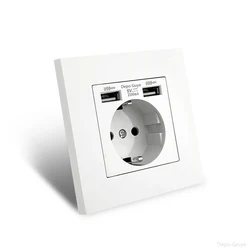 EU Standard Double USB Wall Power Socket,Electrical Socket Wall Plug with Type-c Usb Fast Charing Port 16A PC Panel Outlet 220V
