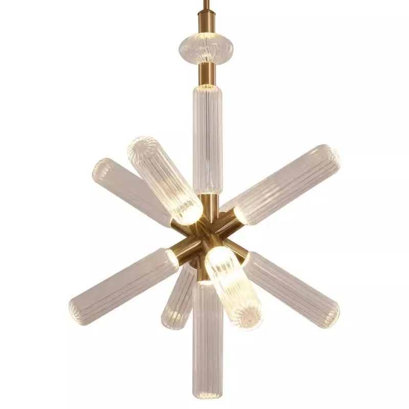 

Snowflake chandelier modern light luxury villa living room stairs restaurant model room hotel engineering glass rod bedside