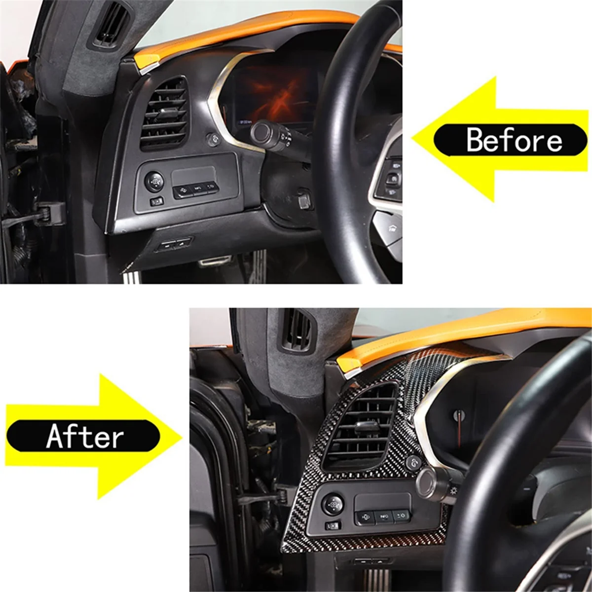 

Firmly For Corvette C7 2014-2019 Soft Carbon Fiber Car Headlight Switch Cover Trim Dashboard Side Air Outlet Panel Sticker