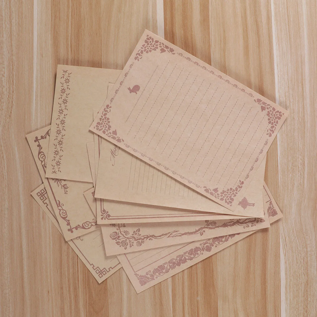 8Pcs Craft Paper Stationery Set Vintage Letter Writing Paper Kraft Material with Envelopes Rabbit Artwork Smooth for Personal