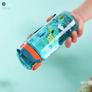 400-650ML Botol Air Kartun Anak-anak Cangkir Sippy Air Anti Bocor dengan Sedotan dan Tali Botol Minum Portabel untuk Anak-anak 10 botol air lucu penjualan terbaik - №