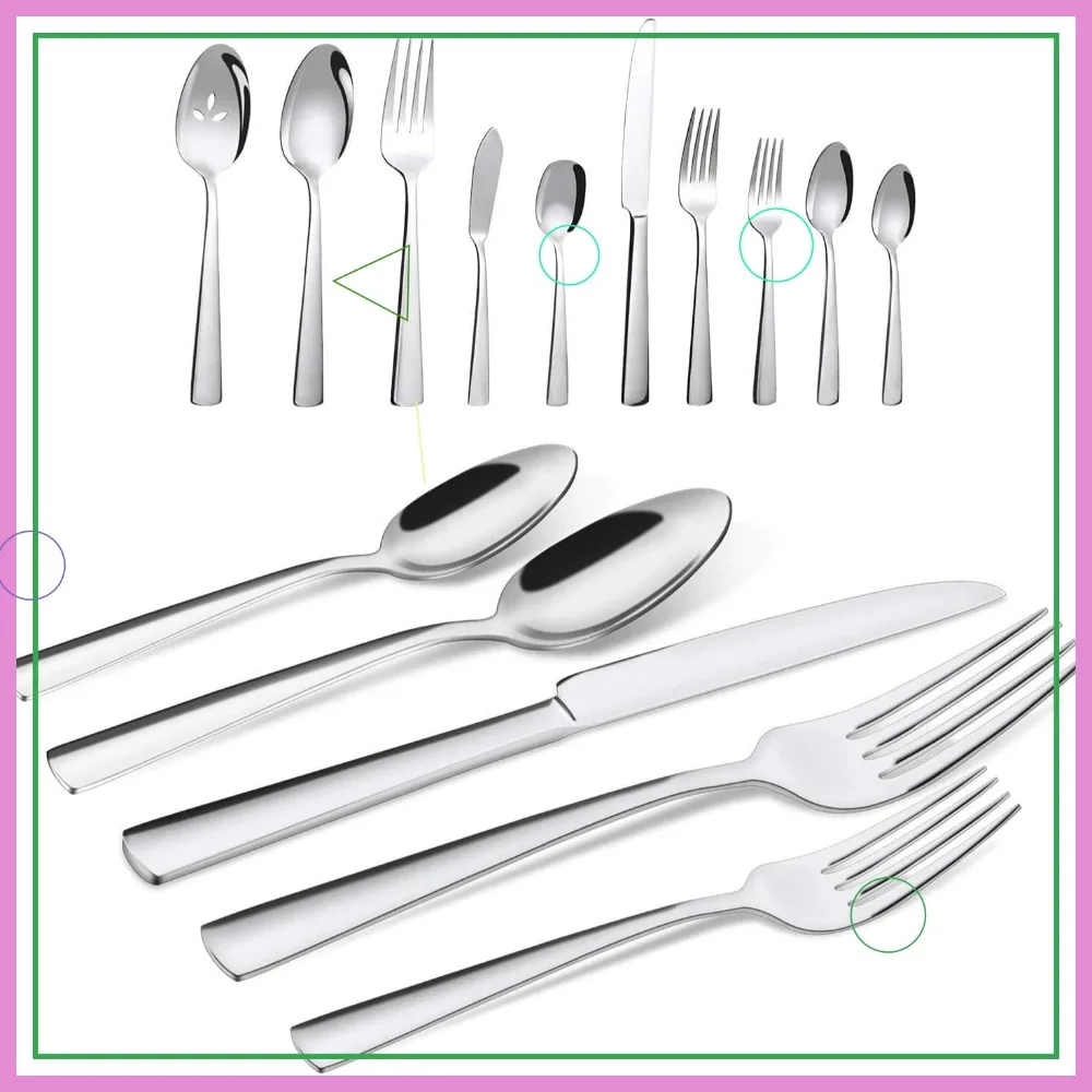 

65-Piece Stainless Steel Flatware Set for 12, Dishwasher Safe & Ergonomic Design