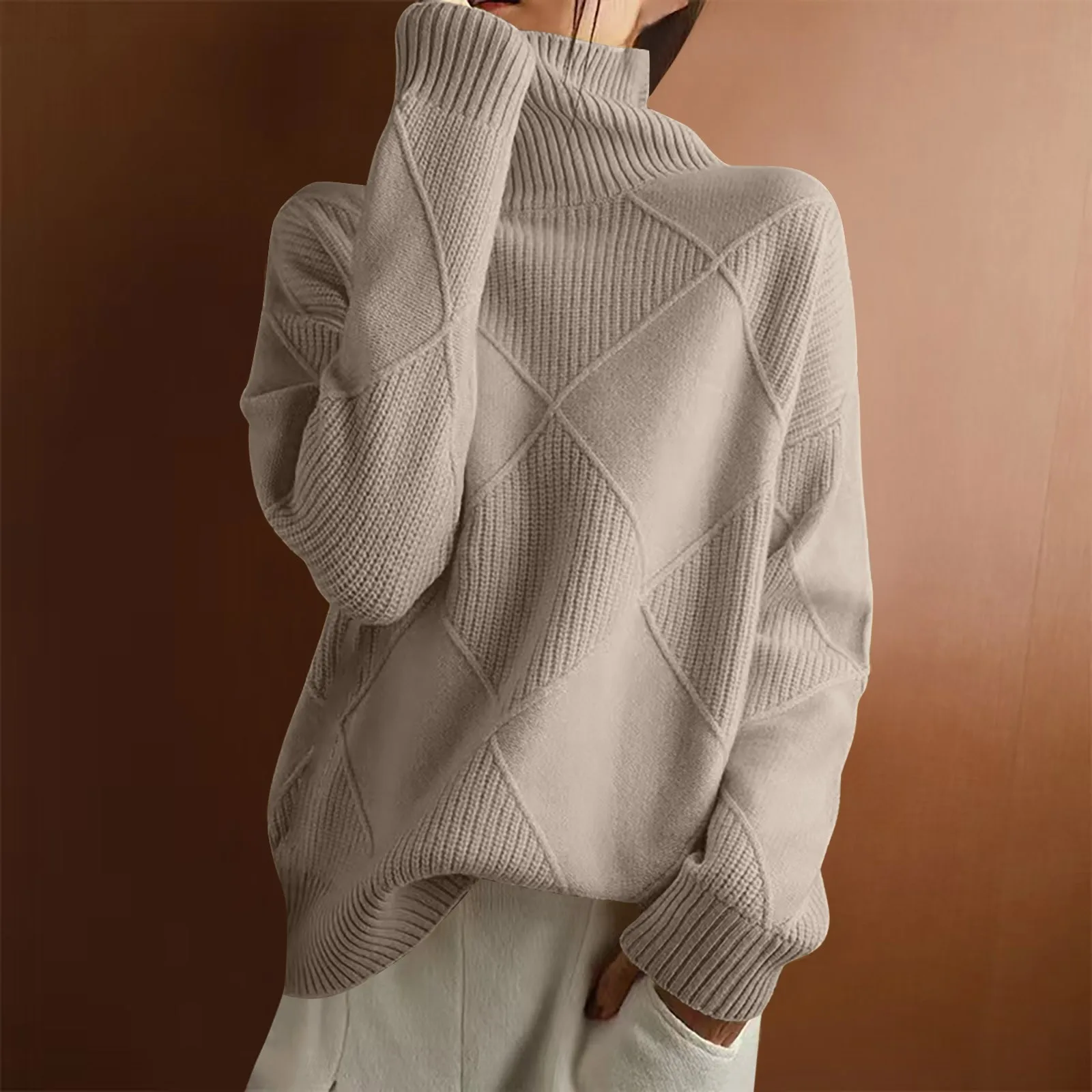 Women's Autumn And Winter Patchwork Thickened Loose Outer Sweatshirt for Women Chunky Sweater Women Women's Pullover Sweaters