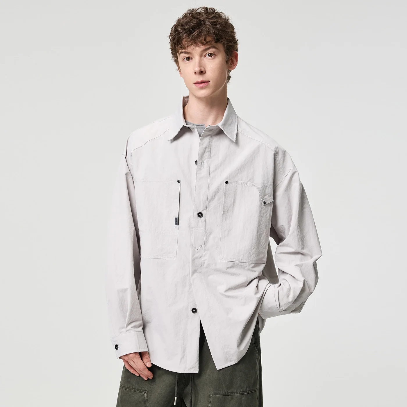 Plus Size Wide Fat Oversize Shirt Men Long Sleeve Loose Casual Outdoor Cargo Shirts Spring Autumn Streetwear Shirt Coat
