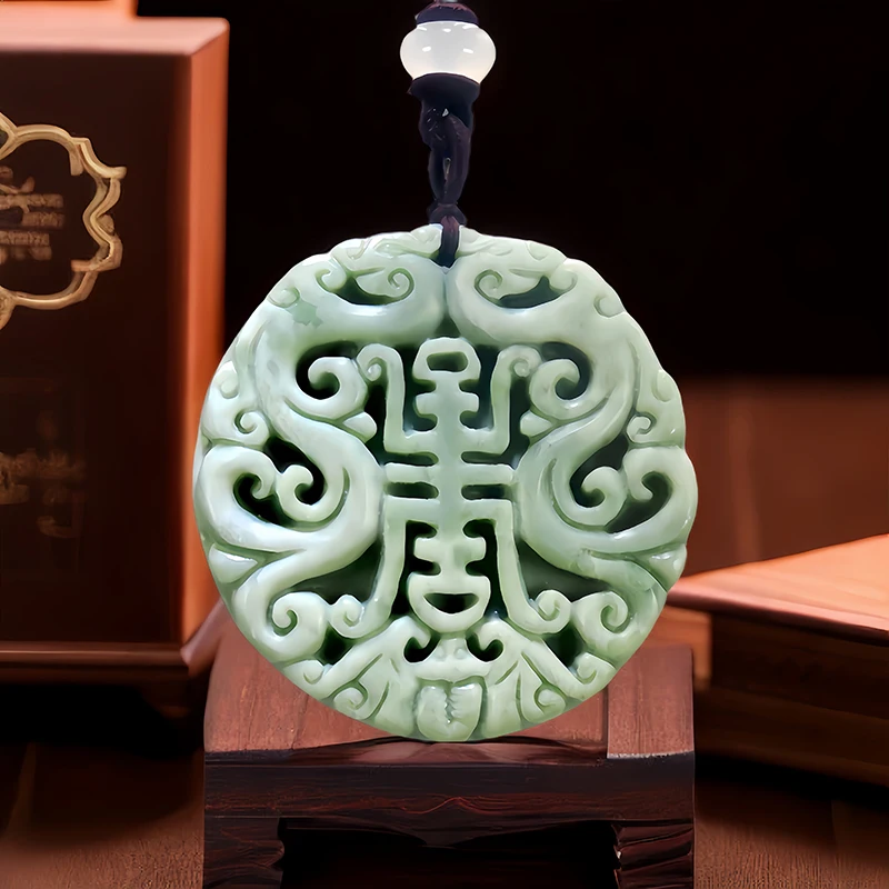 

Green Natural Real Jade Dragon Pendant Necklace Vintage Stone Gemstones Accessories Chinese Fashion Talismans Gift Luxury Amulet