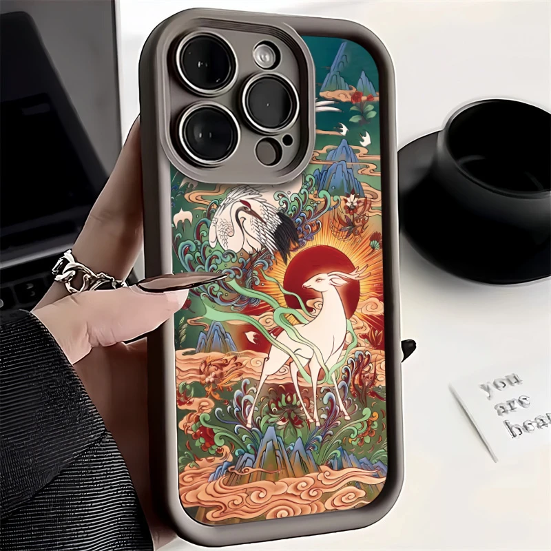 Retro gorgeous totem Case for IPhone 14 13 12 11 15 Pro Max XS XR X XSMax 8/7 Plus IPones 14Pro 15Pro Matte Soft Silicone Cover image 2