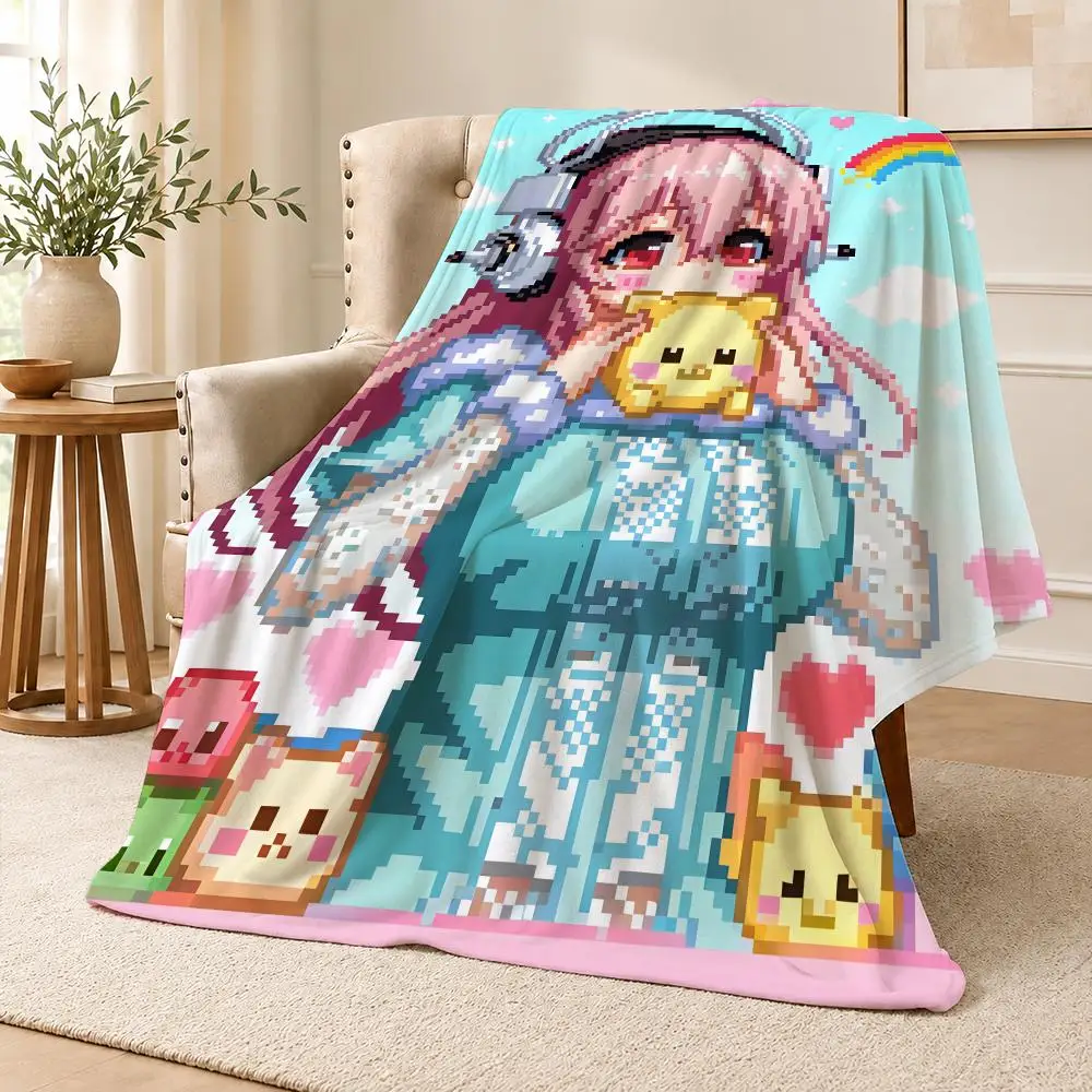 Anime Super Sonico Kawaii Waifu Music Throw Soft Flannel Throw Blanket for Couch Bed Sofa Warm Cozy Lightweight All Season