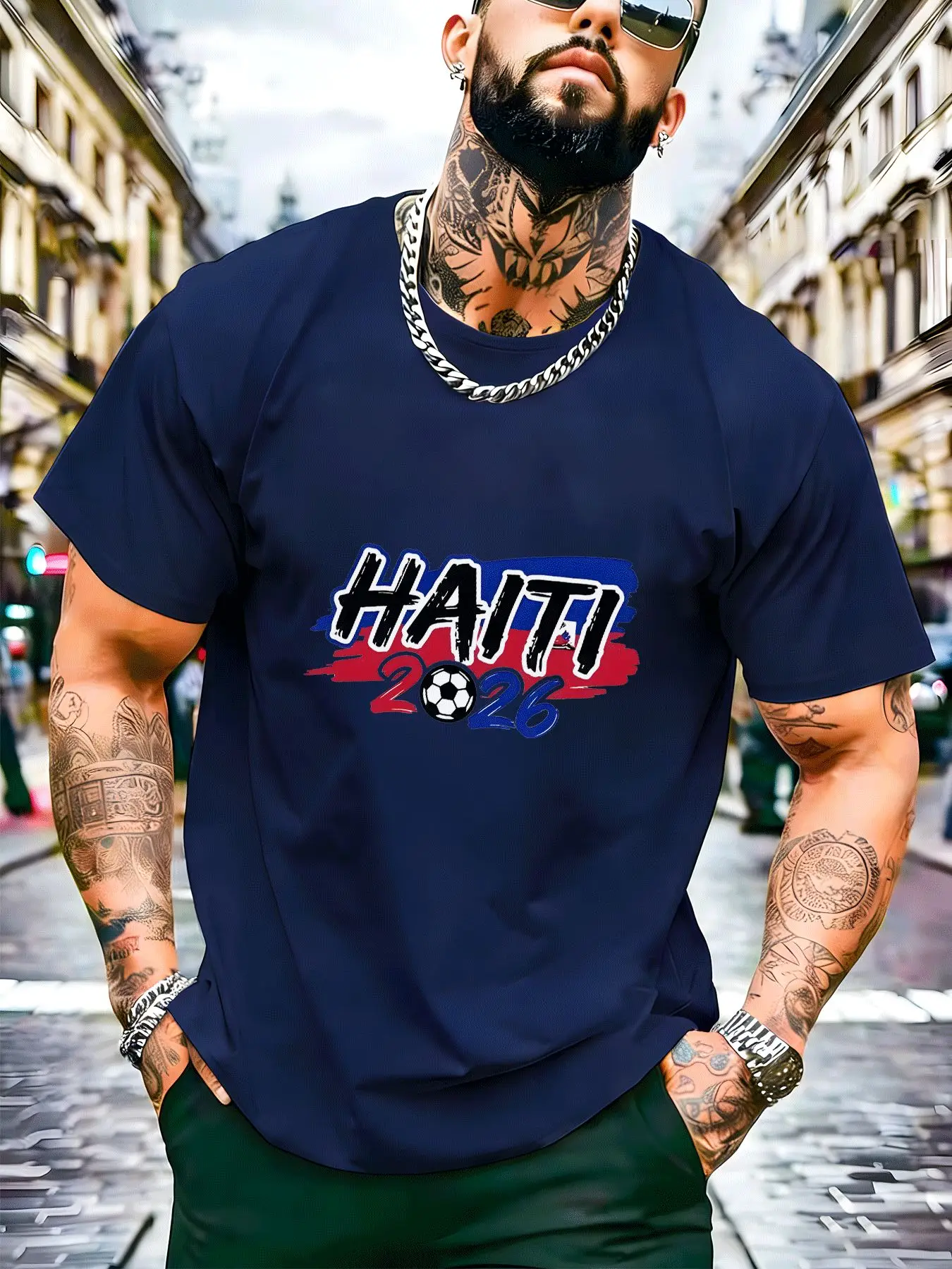 Men's Casual T Shirt Haiti 2026 Soccer Ball Graphic Street Style Adult Men's Fashion Casual Wear