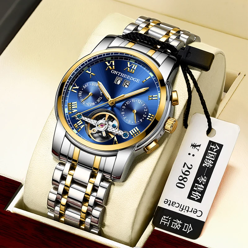 

Fashion Automatic Watch for Men Top Luxury Tourbillon Mechanical Wristwatches Classic Calendar Business Man Watch Reloj Hombre