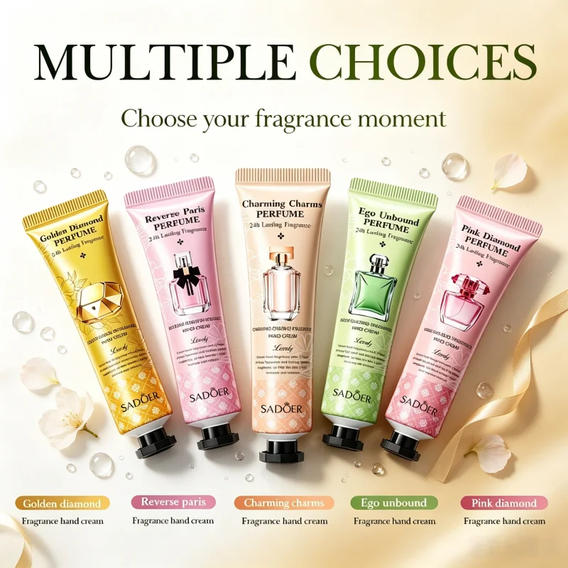 10-Pack of Hand Creams, Five Different Styles (30g Gold Diamond Scented Hand Cream, 30g Charming Scented Hand Cream, 30g Unbounded Scented Hand Cream, 30g Paris Anti-Odor Hand Cream, 30g Pink Diamond Scented Hand Cream), with a Compact and Exquisite Packaging, Easy to Carry