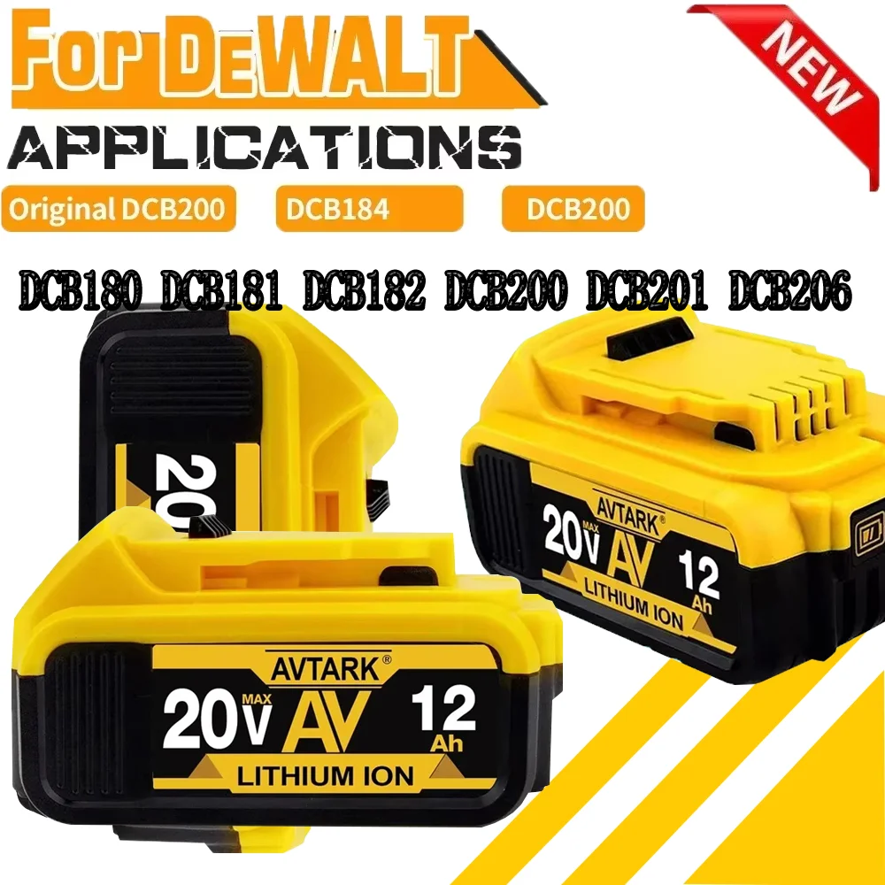 

Original DCB200 20V 12000mAh Lithium Replacement Battery For Dewalt 18V DCB184 DCB200 DCB182 DCB180 DCB181 DCB182 DCB201 DCB206