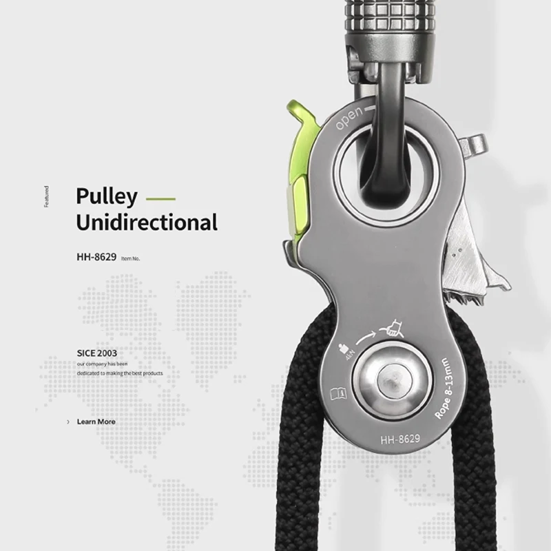 One-way and two-way pulleys for rock climbing, mountaineering, caving and rescue, aluminum alloy outdoor equipment